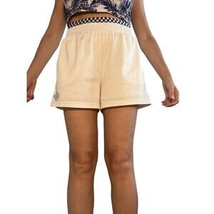 Fabletics Cream & Black Mesh Shorts – Mid-Length, Size M